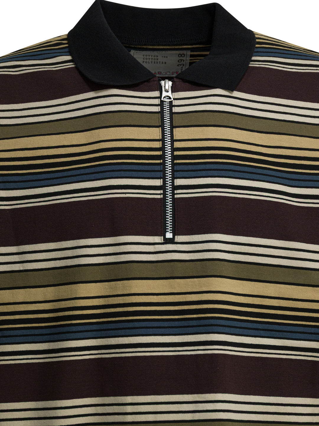 Sacai Striped Buttonless Polo Shirt Polo shirts - Marrone | 15dd72a9a7a7ba8600bad5350d89a2a657348743