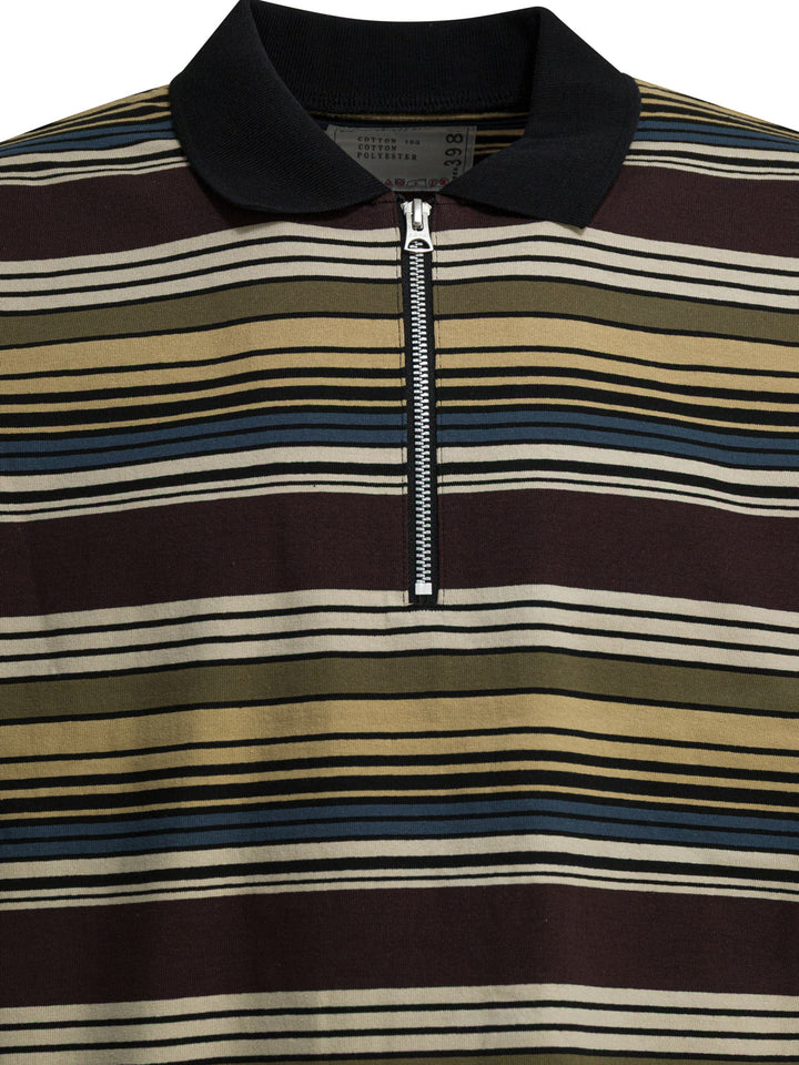Sacai Striped Buttonless Polo Shirt Polo shirts - Marrone | 15dd72a9a7a7ba8600bad5350d89a2a657348743