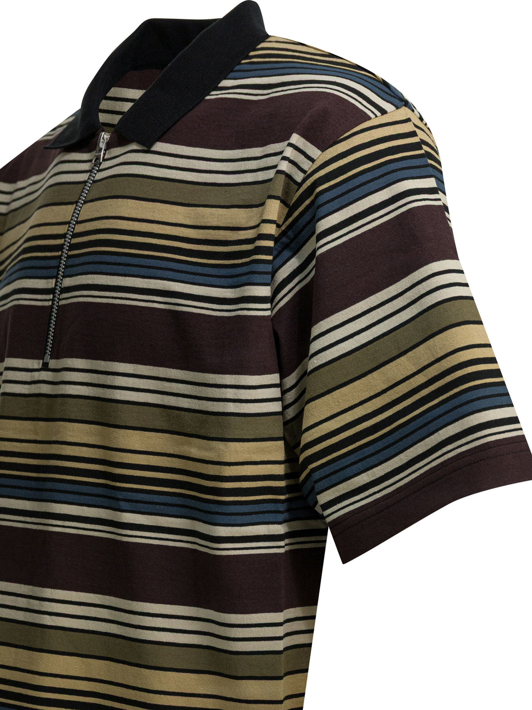 Sacai Striped Buttonless Polo Shirt Polo shirts - Marrone | f1f37d24f3d6774a9c621993b48ef98a4a8bce26