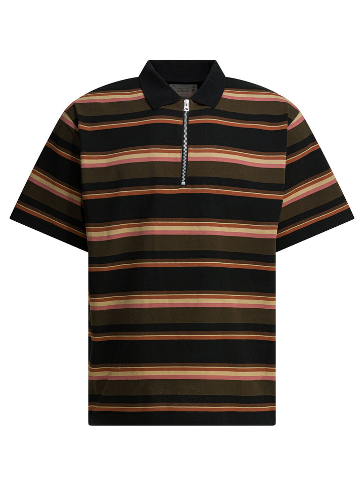 Sacai Striped Buttonless Polo Shirt Polo shirts - Blu | 900b0ea2629c2f54890079000c501fbaa297e84d