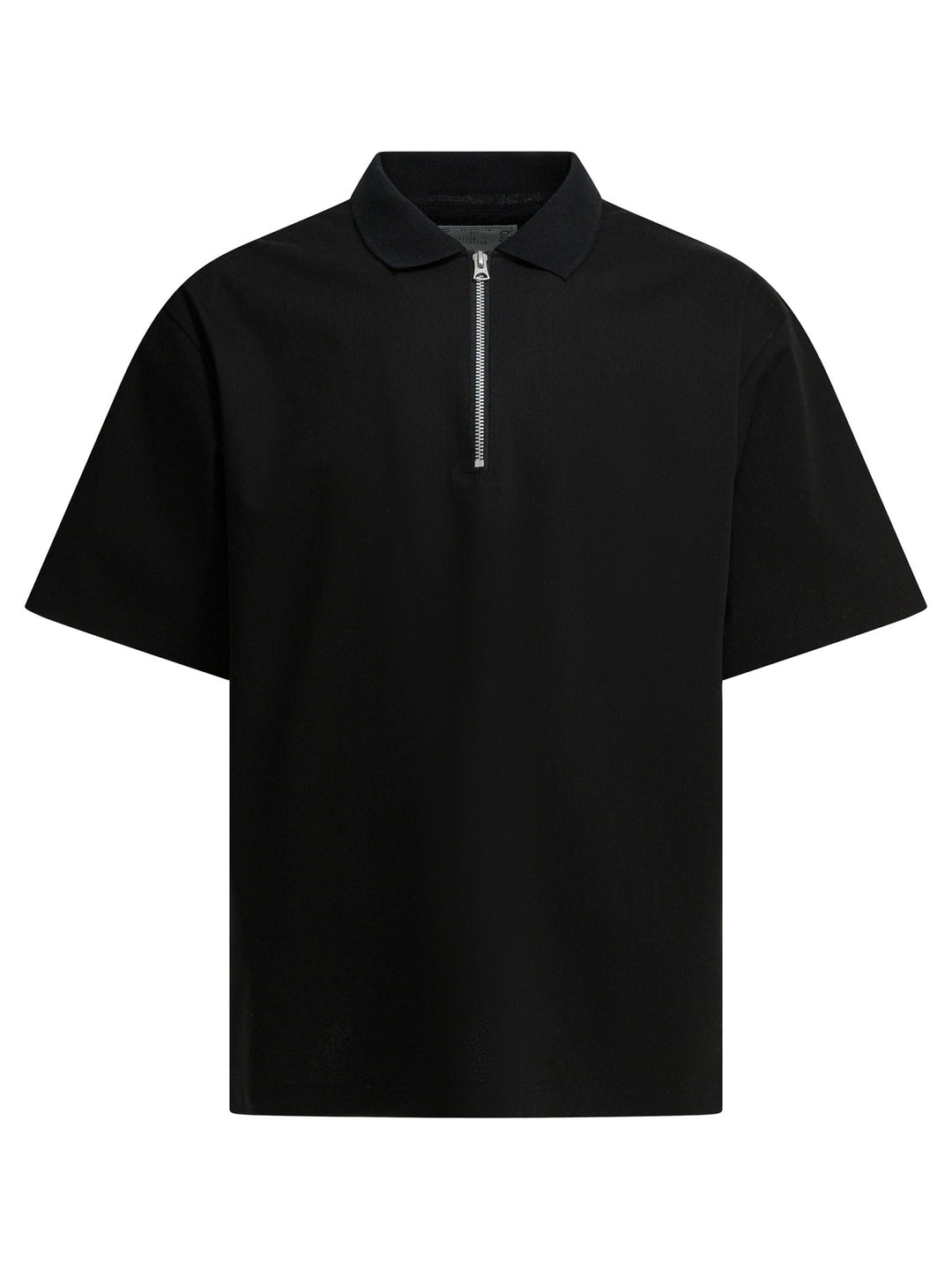 Sacai Short-Sleeved Polo Shirt With Zipper Polo shirts - Nero | 63a3224eb7942c16d3503893ebb73550bd1efee5