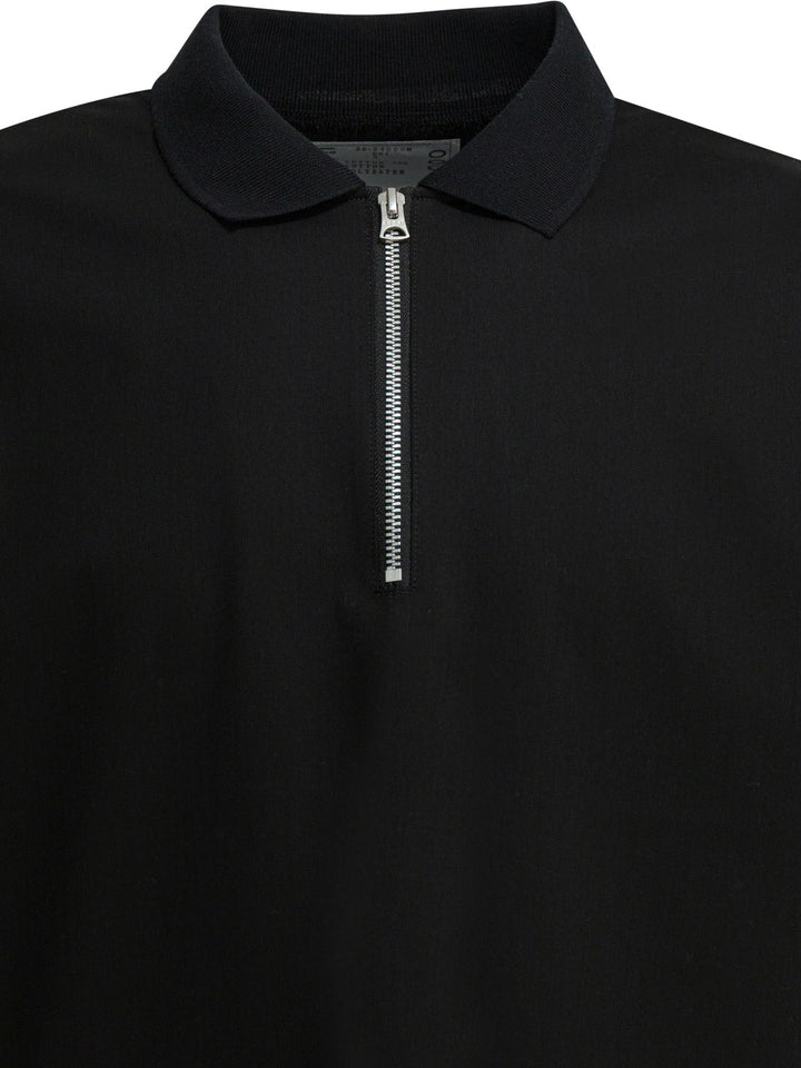 Sacai Short-Sleeved Polo Shirt With Zipper Polo shirts - Nero | 6c0827ff98dd74d9f2fb21b2c927314d9990c97c