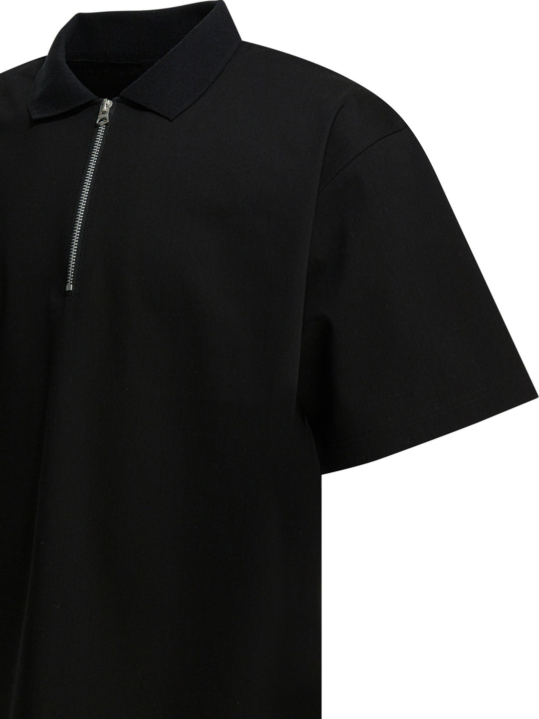 Sacai Short-Sleeved Polo Shirt With Zipper Polo shirts - Nero | 1a548dc876356905749a451ff4518a1ad1330046