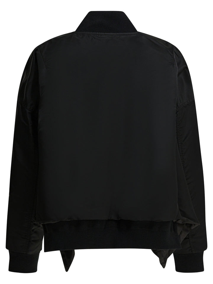 Sacai Nylon Zippered Bomber Jacket Jackets and Coats - Nero | b047ad4a54d1c30e5e7abf851c81d4344d62fd26