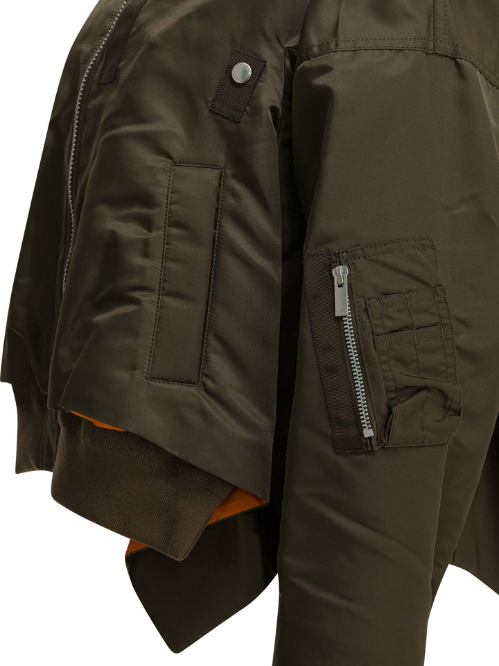Sacai Nylon Zippered Bomber Jacket Jackets and Coats - Verde | 6b47fe2e7f758afca0c2fddbaa2627f6da77c691