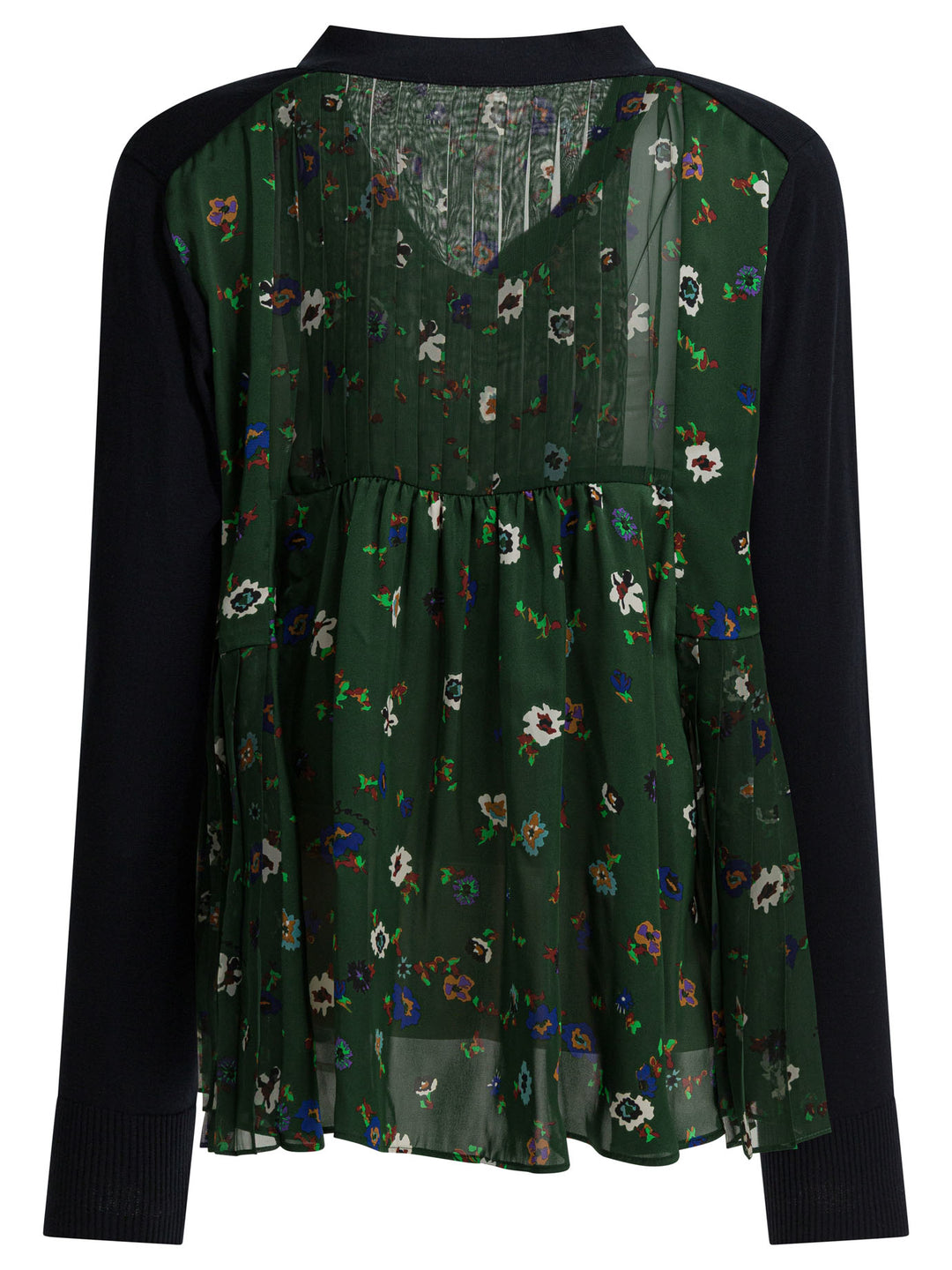 Sacai Cardigan With Floral Print Knitwear - Blu | c77849a72892309c31c48c2c72c3bf262c5ca38d