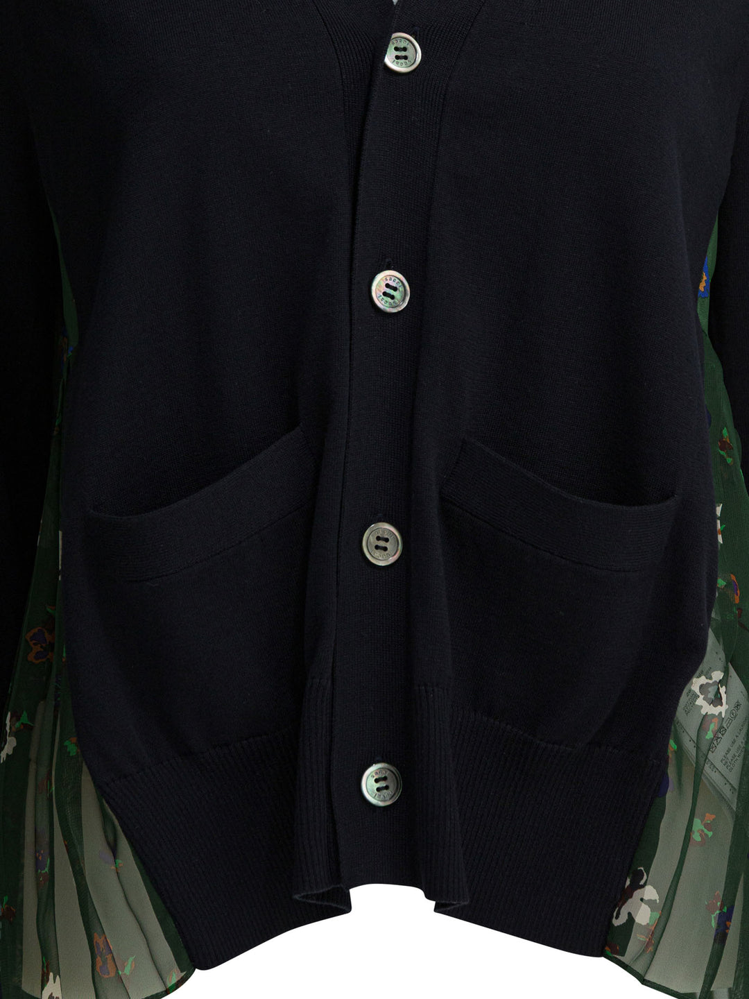 Sacai Cardigan With Floral Print Knitwear - Blu | 27ac50315eb81a52a5c3cfe956536d95dee15dc5