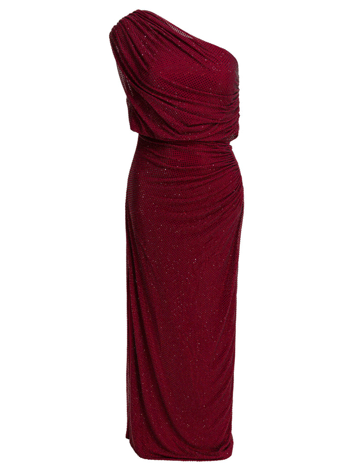 Self-Portrait Draped Midi Dress With Rhinestones Abiti - Rosso | a16180bbb905ddd61fe175d15a9bf5476f13ed0f