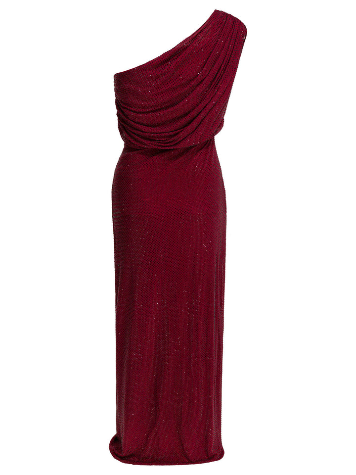 Self-Portrait Draped Midi Dress With Rhinestones Abiti - Rosso | 4f7f07c86034989f7ef8e56594125e5311f97bab