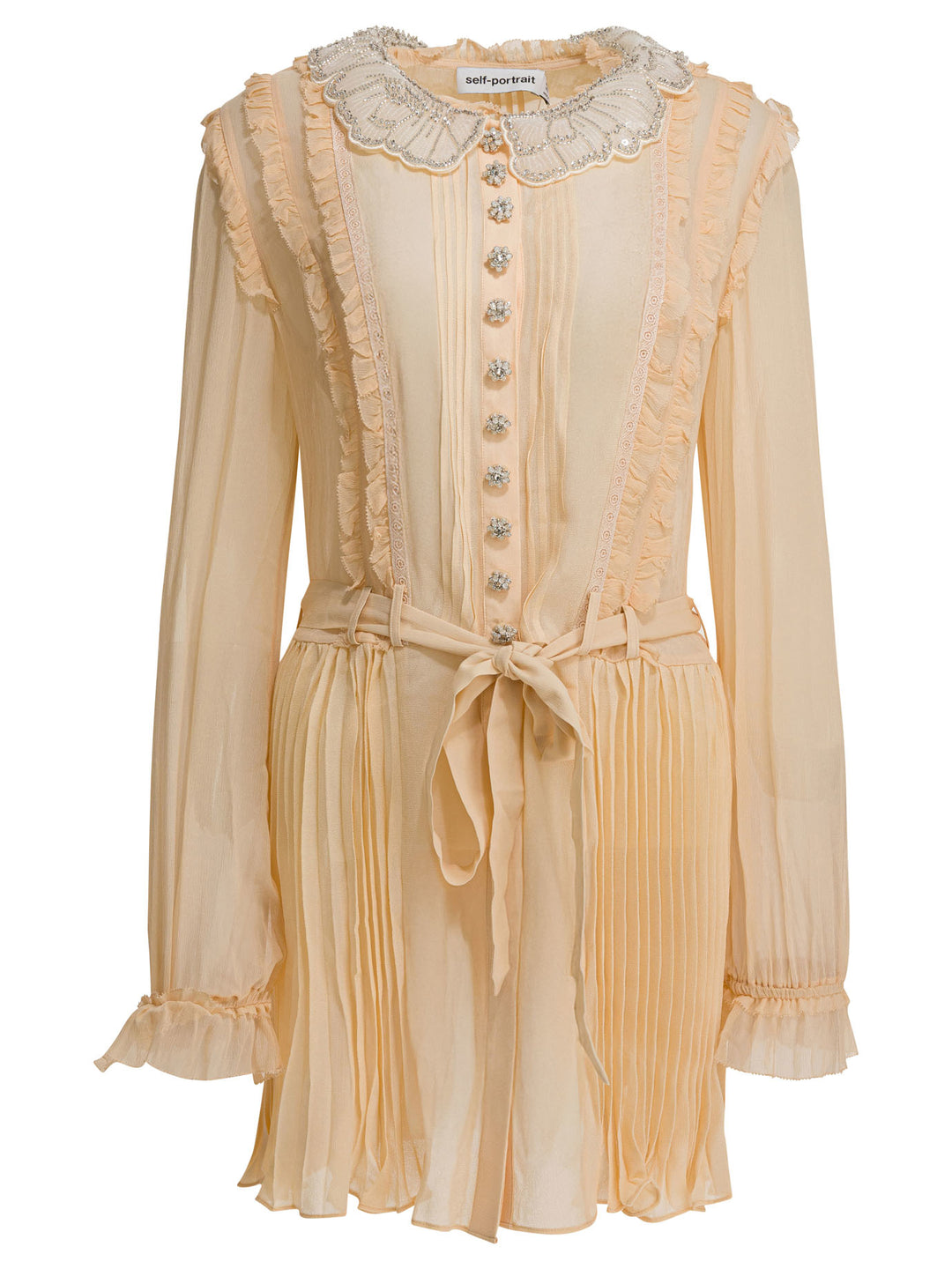 Self-Portrait Pleated Georgette Dress Abiti - Beige | 45460d0627a17cea0c59c8fc253cd0cd7c2e9c36