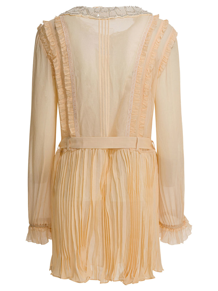 Self-Portrait Pleated Georgette Dress Abiti - Beige | 1b4c9cfb2891624b59bbc499ab7ceb1bd9d984b7