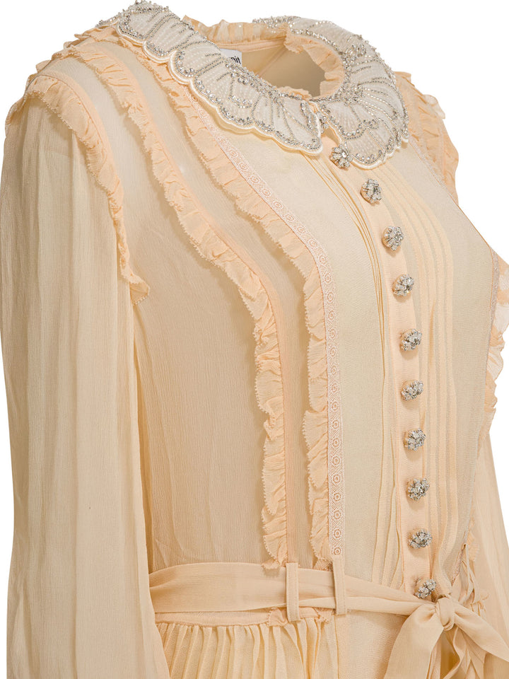 Self-Portrait Pleated Georgette Dress Abiti - Beige | 20cf1d164ad0d2f8082a4a15e44b81be678bbbe9