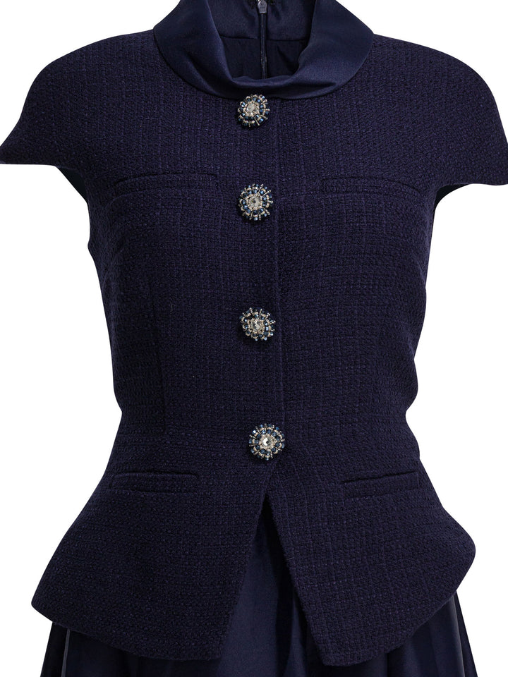 Self-Portrait Taffeta Boucle Midi Dress Abiti - Blu | a494adeacb95033e2846399ac48af1148536d862