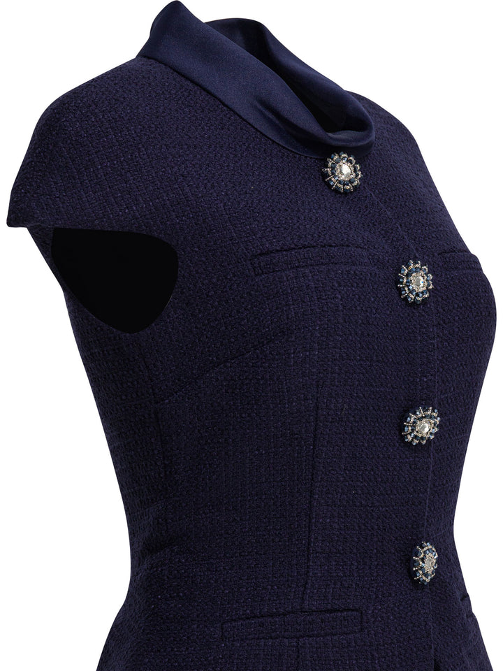Self-Portrait Taffeta Boucle Midi Dress Abiti - Blu | 212c36e168882d1528856d8a75caaa4c5541d9ff