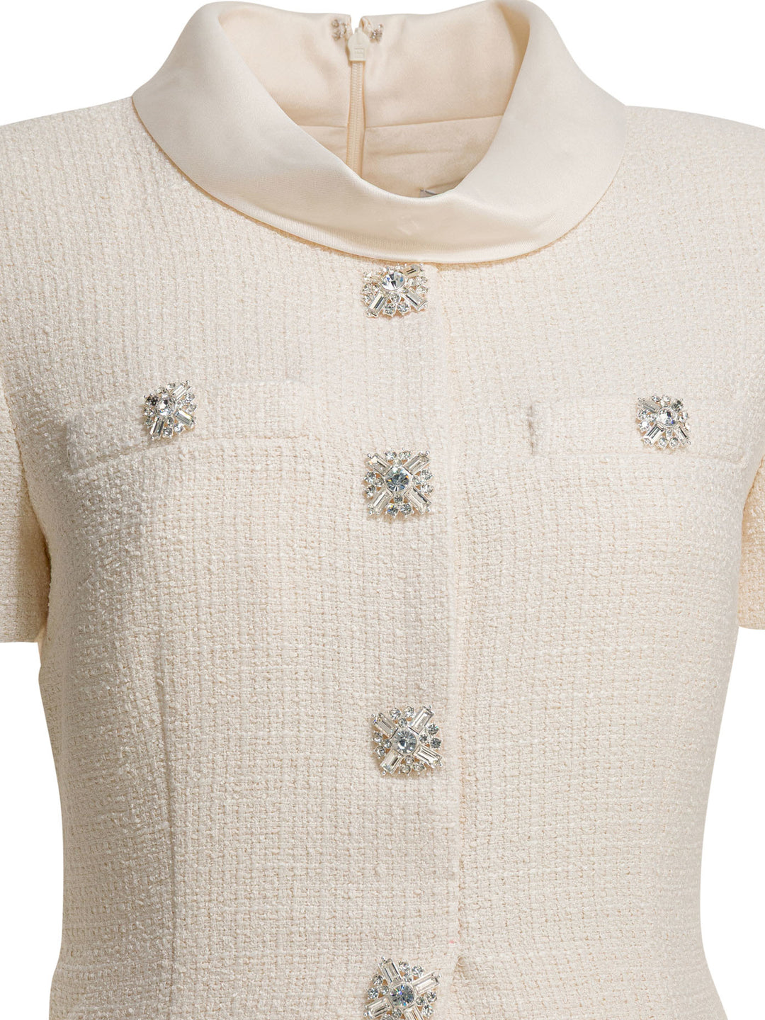 Self-Portrait Boucle Midi Dress With Pleated Skirt Abiti - Bianco | 911274d3f5e79e84ab15b58748fcc9e7b06a5850