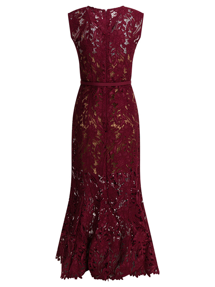 Self-Portrait Lace Sheath Midi Dress Abiti - Rosso | 86ed6e4299c16af33457abdb51c42ffcf67e5293