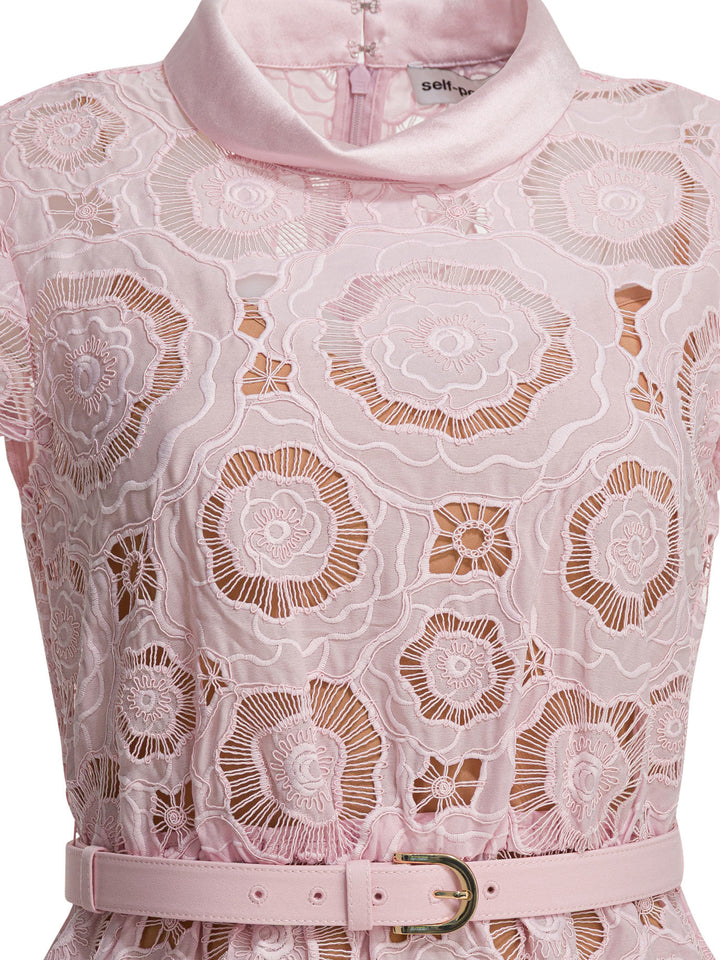 Self-Portrait Floral Lace Flared Dress Abiti - Rosa | 1c7339f078ffc4055bdca8fcbdda2f661392a252