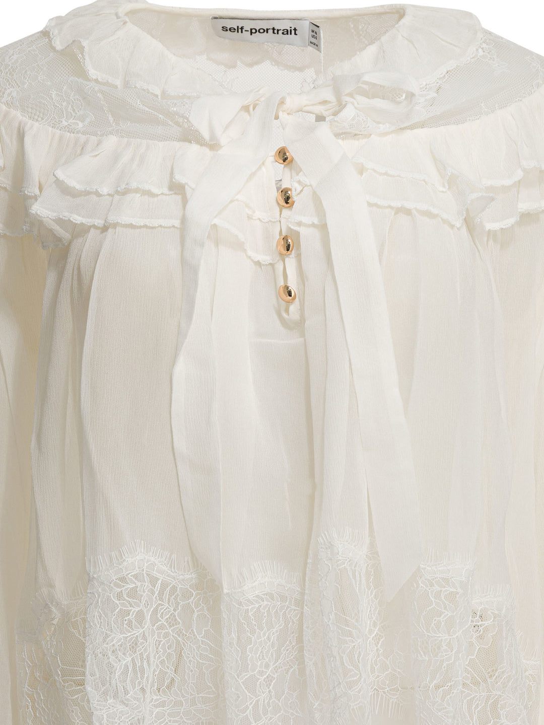 Self-Portrait Georgette Lace Blouse Shirts - Bianco | f7381f7417b22f0351077638fd8d6f5b272871ee