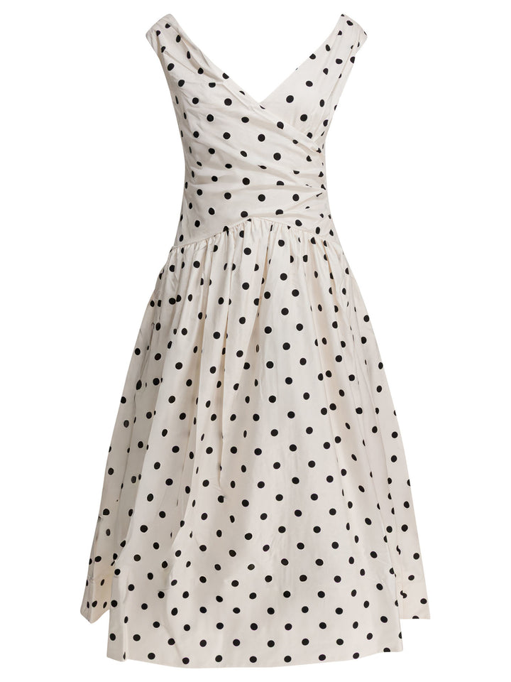 Self-Portrait Polka Dot Flared Midi Dress Abiti - Bianco | a4bab2096e35c343d2a21c6ab23c84699d881710