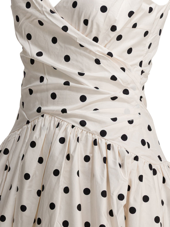 Self-Portrait Polka Dot Flared Midi Dress Abiti - Bianco | c8a38db73d7af16fdc43f4f1646cabfc85ae866f