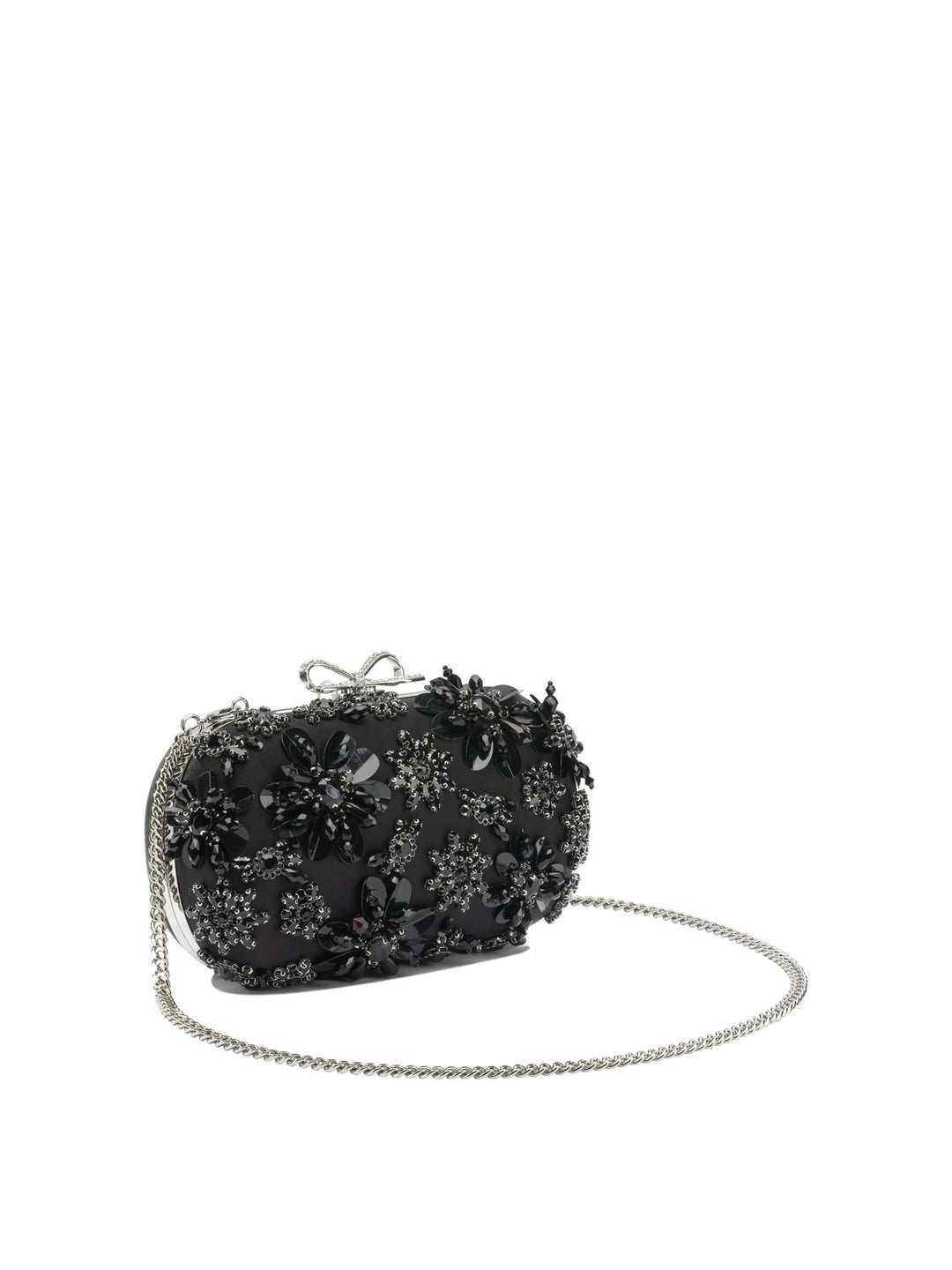 Self-Portrait Satin Clutch Bag With Crystals Clutches - Nero | b5fa6a646b176b920e990374d34214dc8af3e855