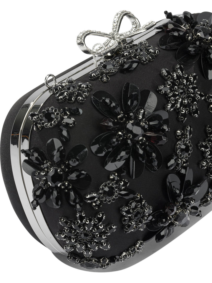 Self-Portrait Satin Clutch Bag With Crystals Clutches - Nero | c481f8d6ba133956792d8c79df5468b84a4a71ab