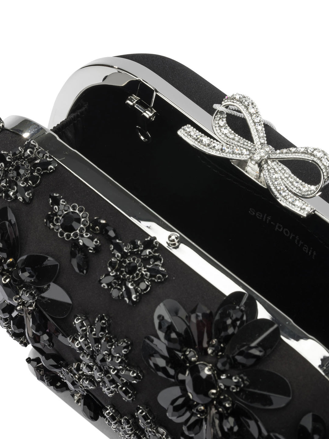 Self-Portrait Satin Clutch Bag With Crystals Clutches - Nero | 659d81d4802c5922265d9a2ed7808ca2f5702f88