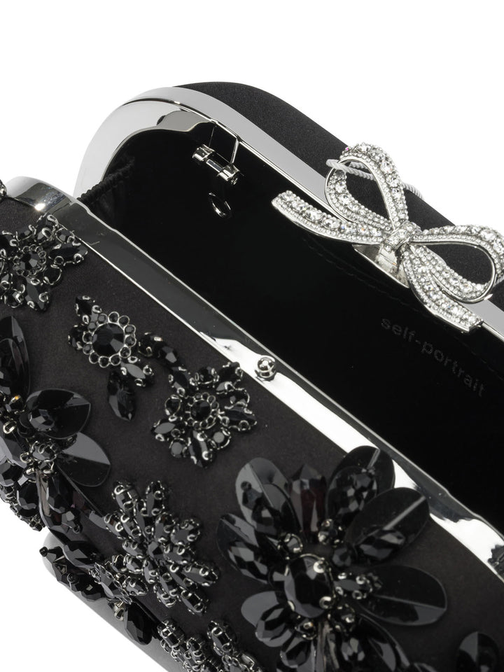 Self-Portrait Satin Clutch Bag With Crystals Clutches - Nero | 659d81d4802c5922265d9a2ed7808ca2f5702f88
