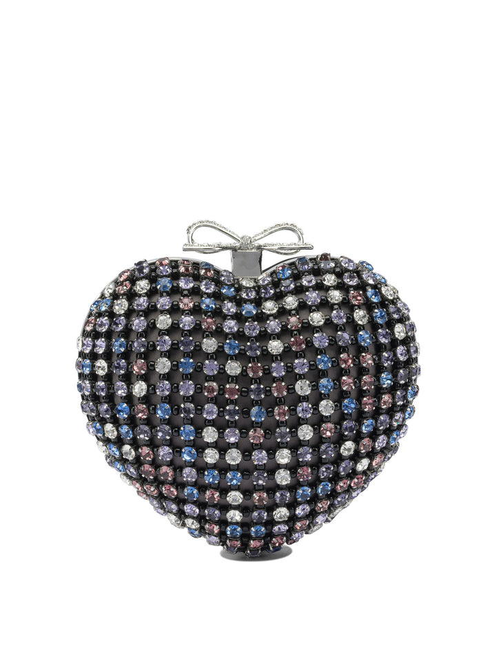 Self-Portrait Heart Clutch With Crystals Clutches - Nero | 391b9e3defa6114b422e85c827140124516b74e3