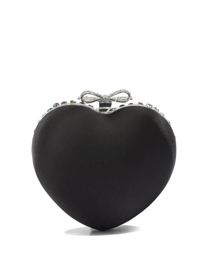 Self-Portrait Heart Clutch With Crystals Clutches - Nero | cde0e706e1a408f51d96b16e9bb8b744899442ca