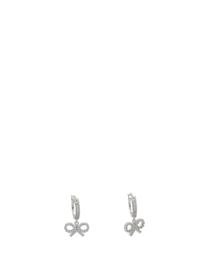 Self-Portrait Hoop Earrings With Bow Jewels - Silver | f82541c328d7fd742471088ccd4fc38c4c921f0f