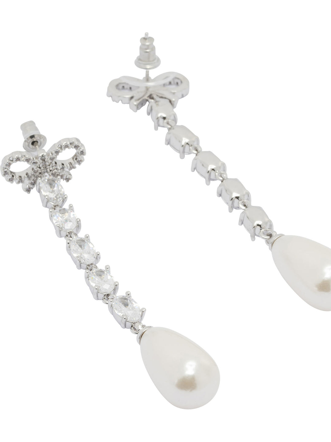 Self-Portrait Bow And Pearl Earrings Jewels - Silver | fc455959858e0ec221462be34812585b4ad03432