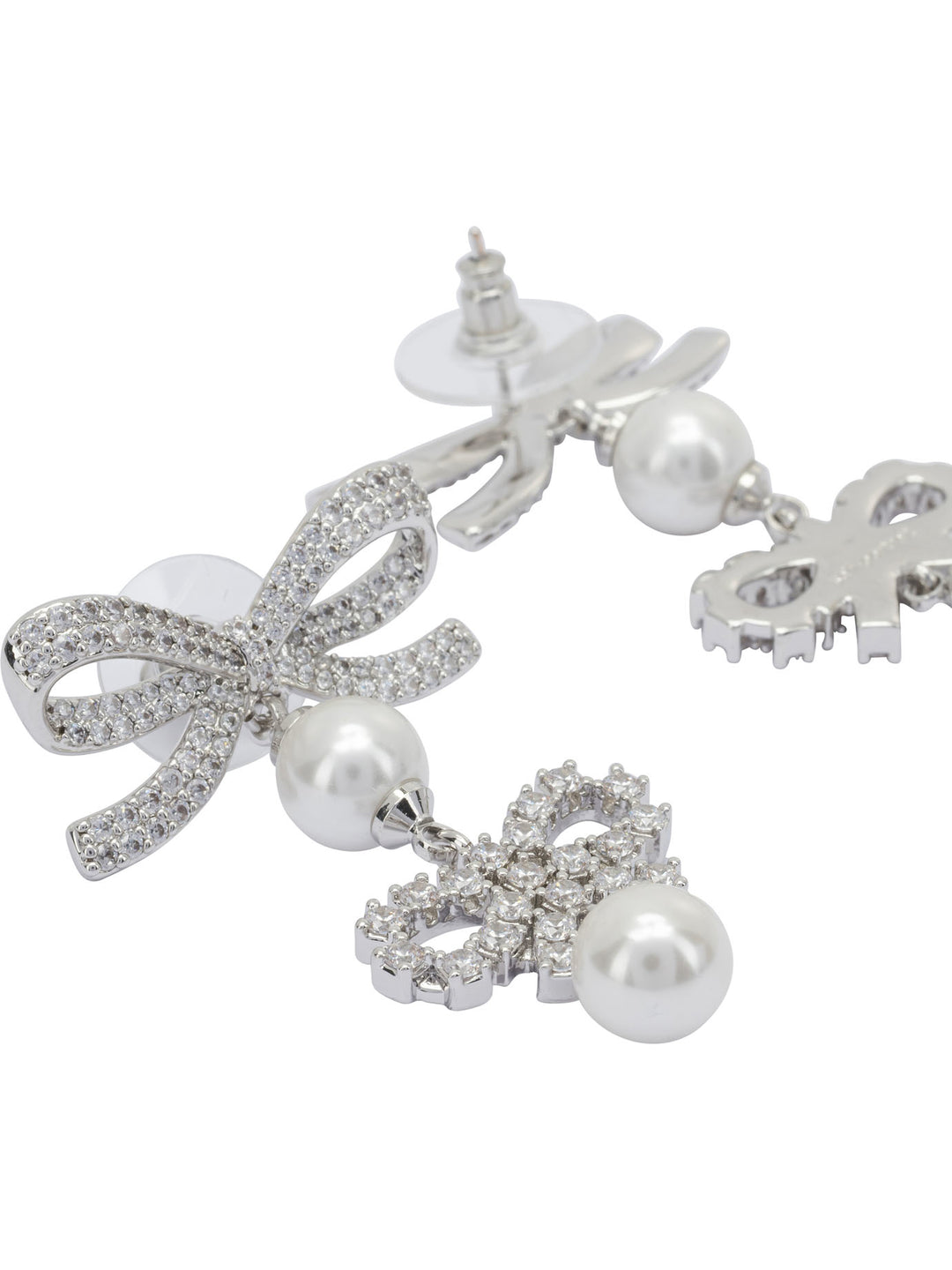 Self-Portrait Earrings With Bows And Pearls Jewels - Silver | 2d319dbc119fa6be10708dc756eeb4853d03f444