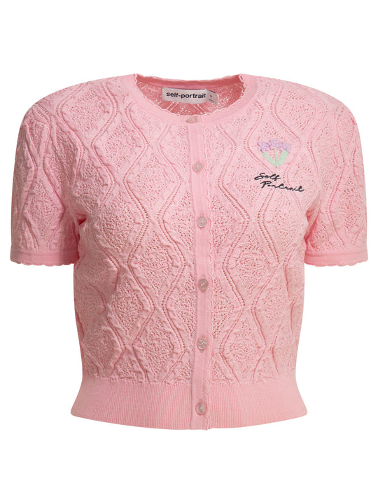 Woven Knit Cardigan Knitwear Rosa