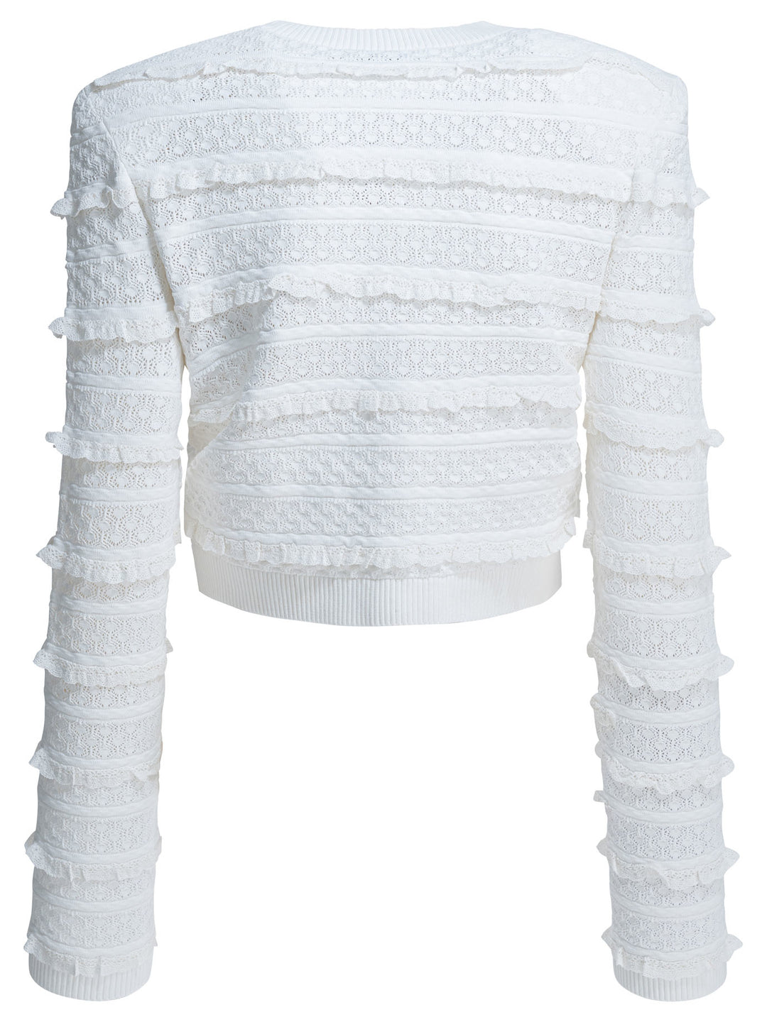 Self-Portrait Woven Knit Cardigan Knitwear - Bianco | 98bb9d7293128aba9f03895a0a6e4b94d3aad297