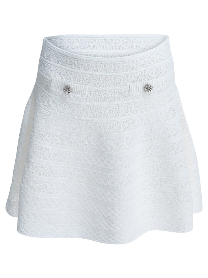Self-Portrait Textured Knit Miniskirt Gonne - Bianco | be5da8ffd5ebefa52f824fbbcc556d2f644d5cbf
