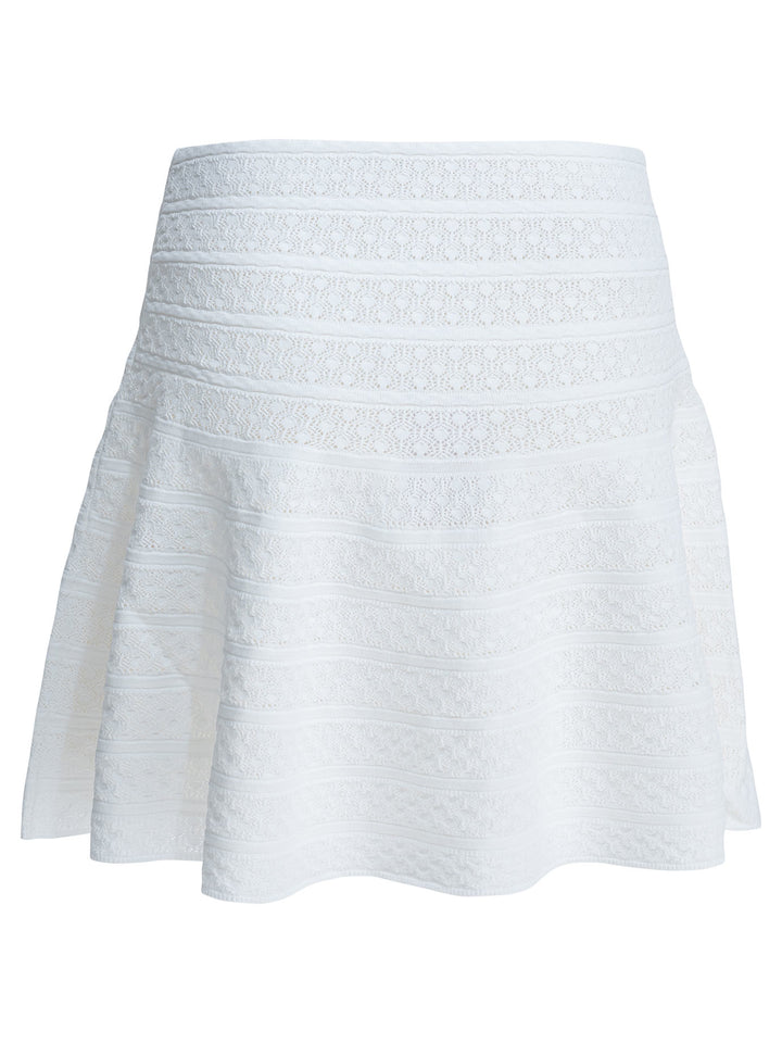 Self-Portrait Textured Knit Miniskirt Gonne - Bianco | 3cd0ef3487a2462c4063ded2b451ad29a7bfc4cd