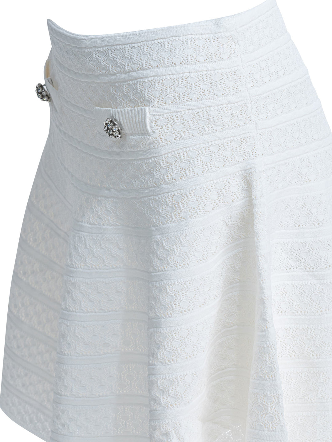 Self-Portrait Textured Knit Miniskirt Gonne - Bianco | fad59751f91fbdc3d43a30606d381cf3d82bbc9a