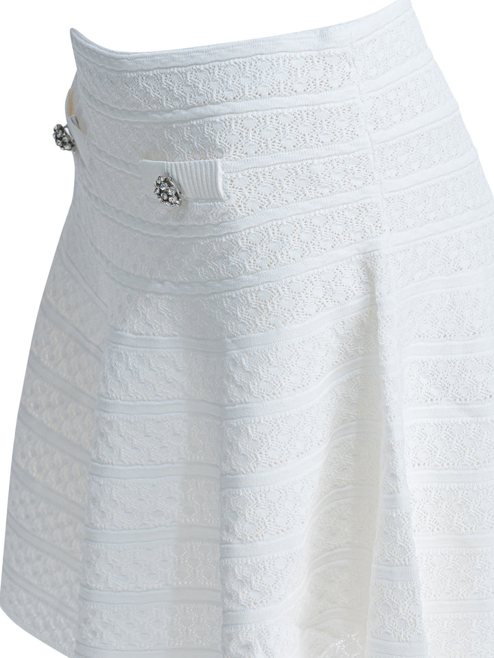 Self-Portrait Textured Knit Miniskirt Gonne - Bianco | fad59751f91fbdc3d43a30606d381cf3d82bbc9a