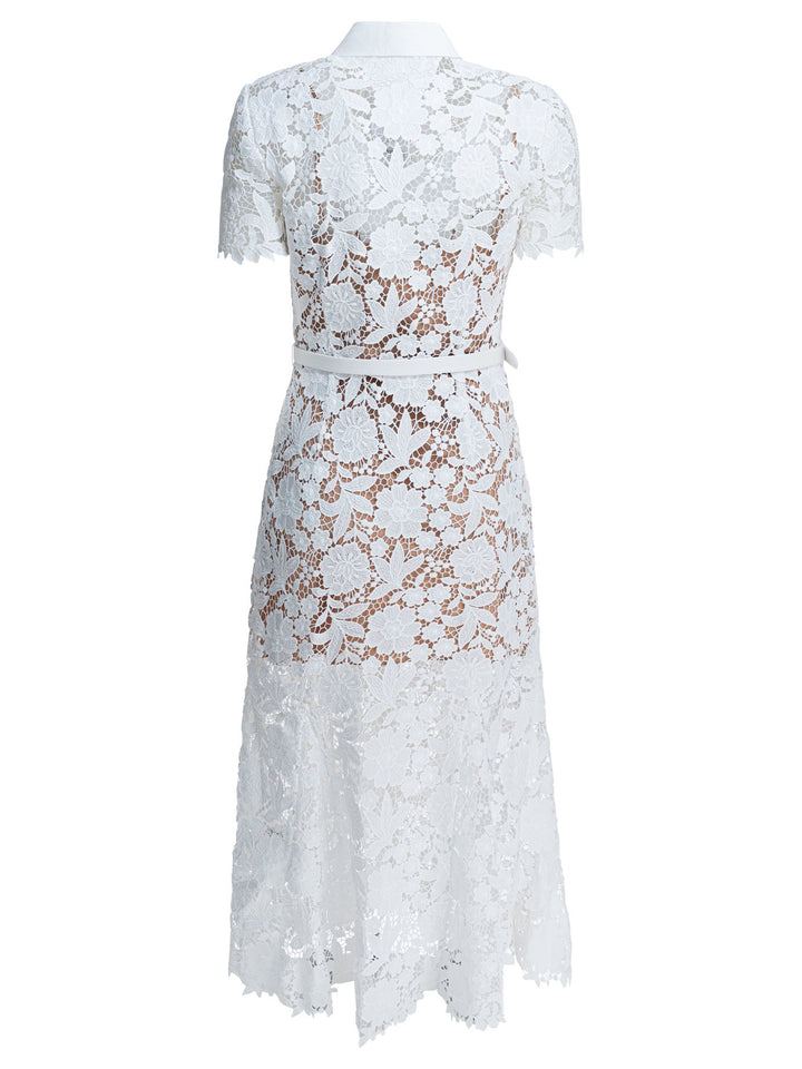 Self-Portrait Embroidered Midi Dress Abiti - Bianco | 22c81170b92860c2e7f19e24b55ea572269ba396