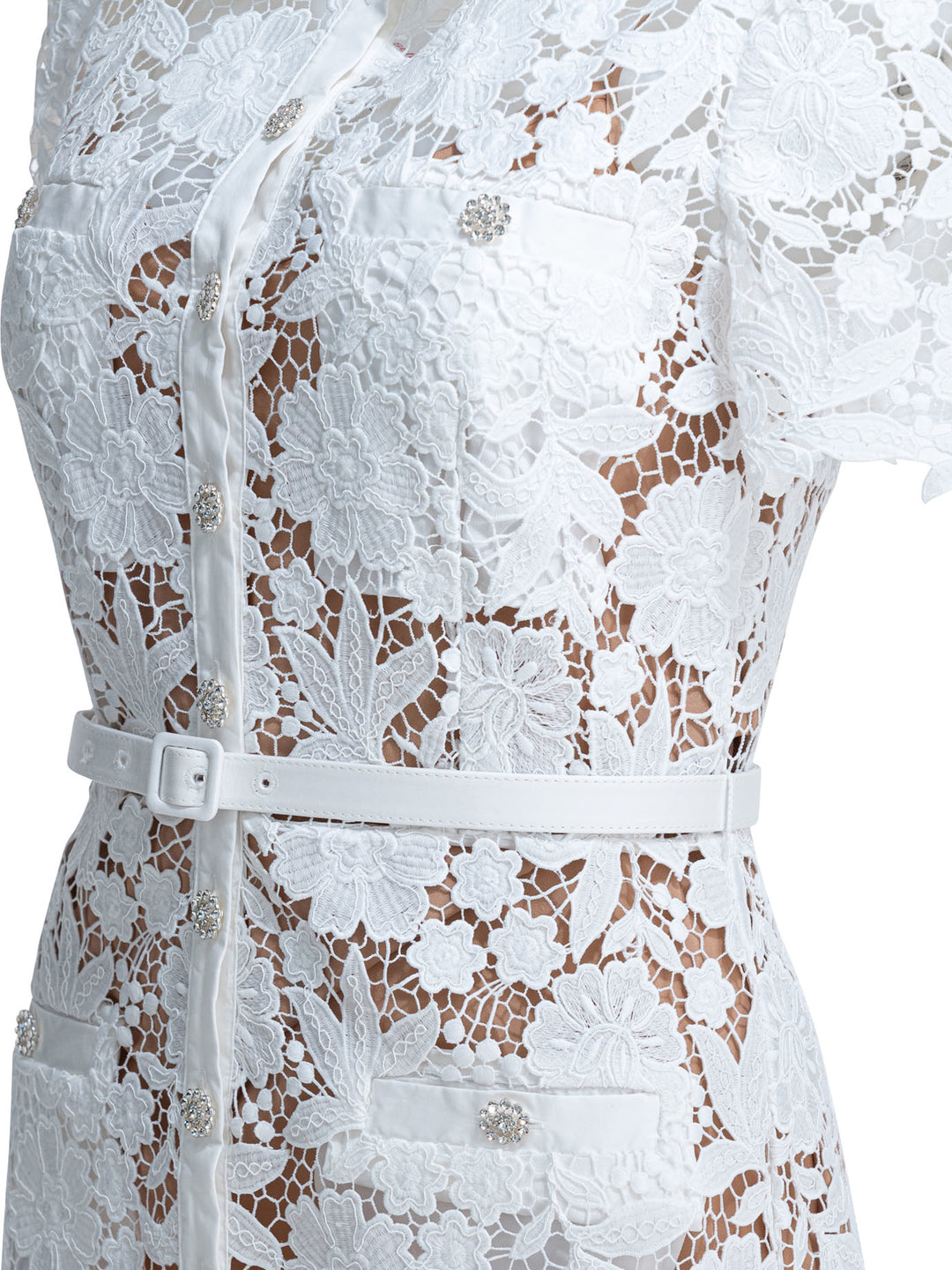 Self-Portrait Embroidered Midi Dress Abiti - Bianco | 079282af55e776df4fc40c0d068510b51574dda8