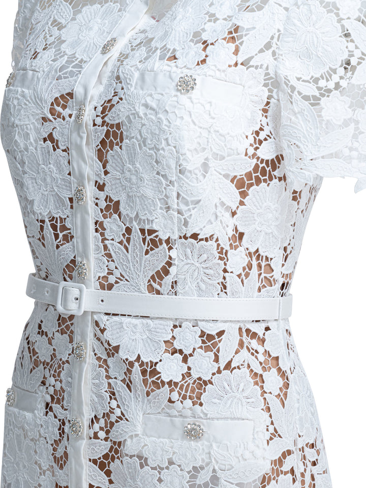 Self-Portrait Embroidered Midi Dress Abiti - Bianco | 079282af55e776df4fc40c0d068510b51574dda8