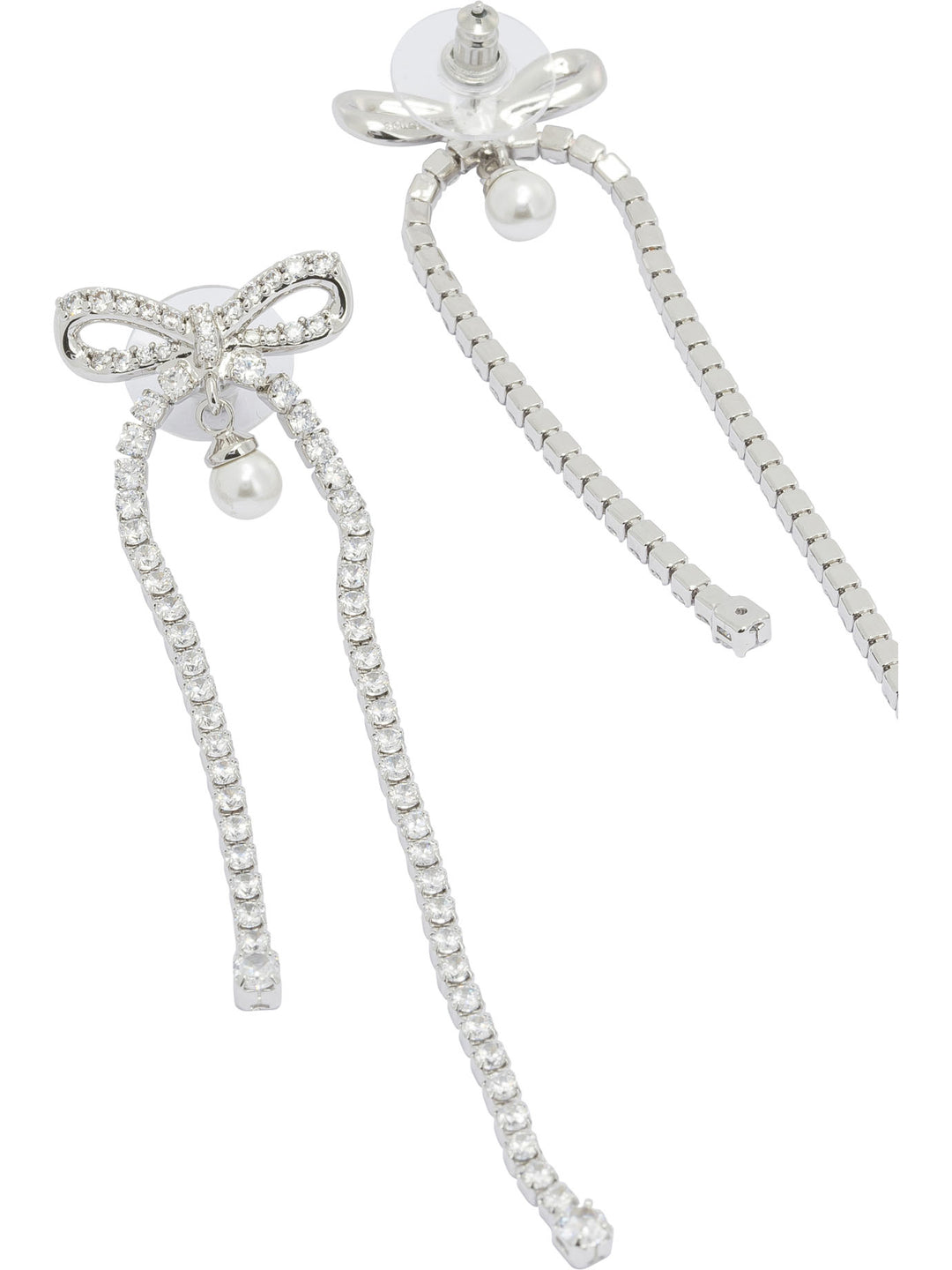 Self-Portrait Dangling Earrings With Crystals And Pearls Jewels - Silver | e83fba56b09270c1a897327f3cfbc62e933454e4