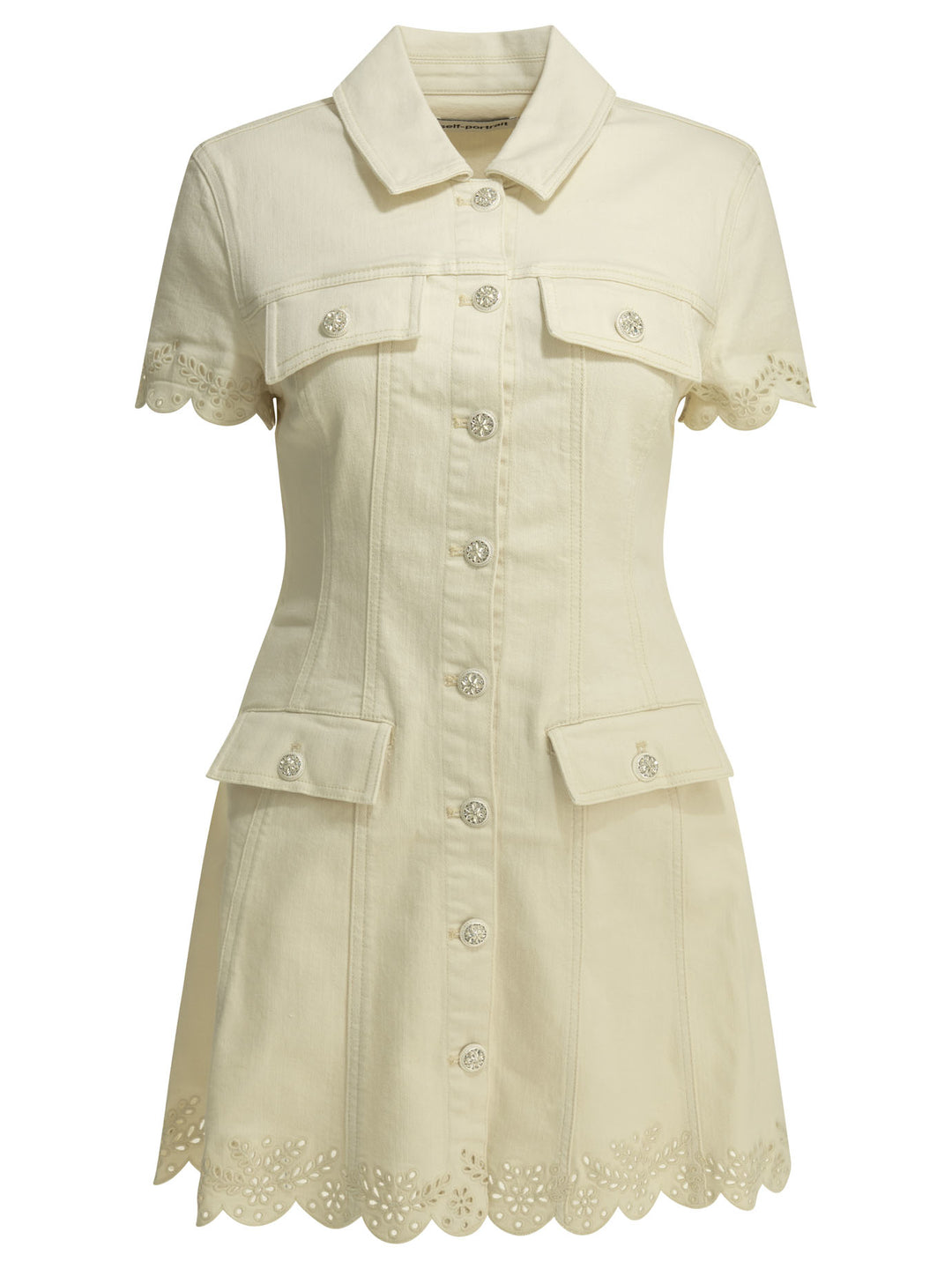 Self-Portrait Embroidered Short Dress Abiti - Bianco | 5164af759f84166a18667c54d2c05f9649fe73bc