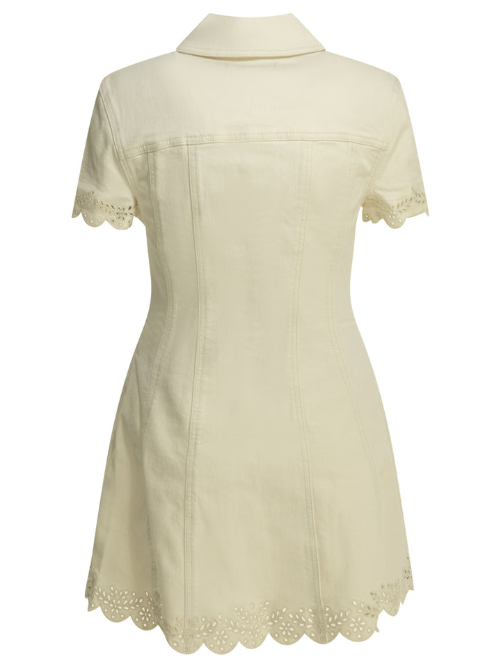 Self-Portrait Embroidered Short Dress Abiti - Bianco | cfdabc5c89bfdf45d773ec58b13878389fc9cc2d