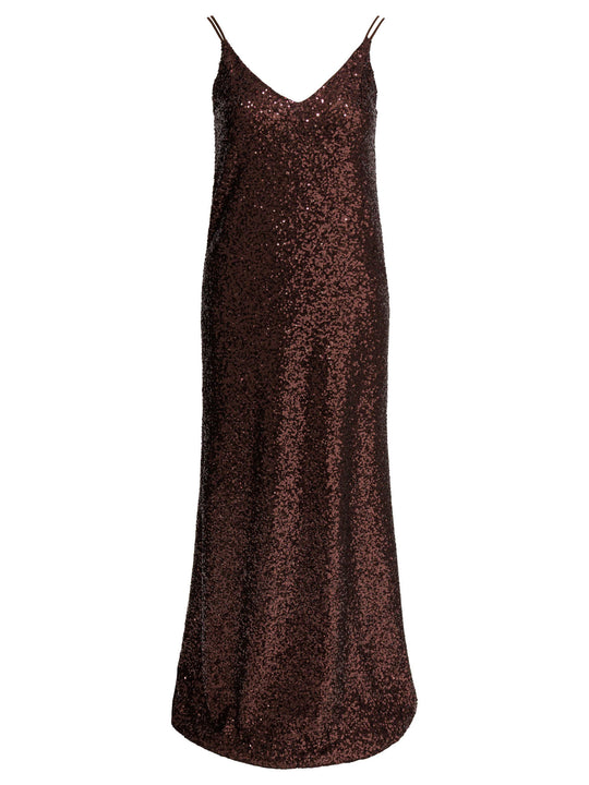 Long Sequined Dress Abiti Marrone