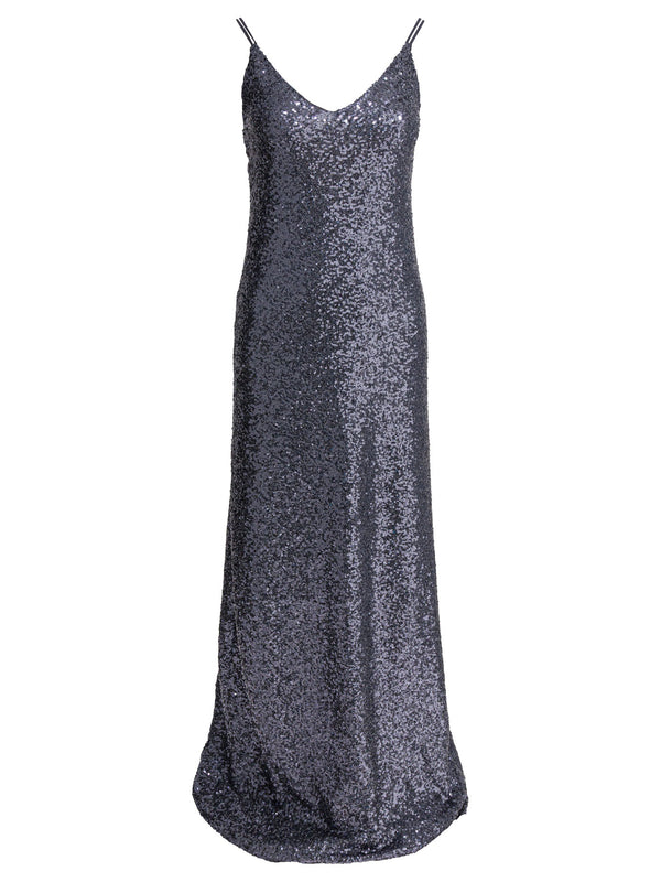 Long Sequined Dress Abiti Grey
