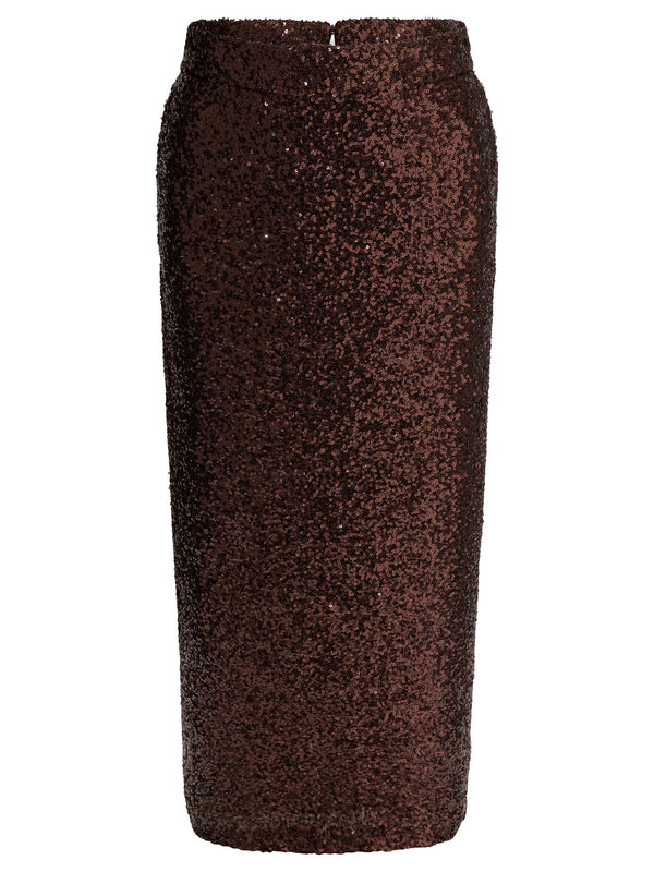Sequined Midi Skirt Gonne Marrone