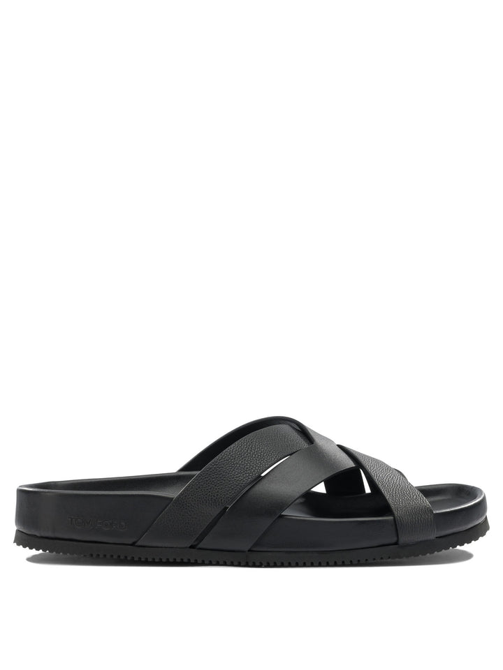 Tom Ford Braided Leather Slides Sandali - Nero | 6c233a393ed5ae8148e7de7c5ee9e4bf553f52c7