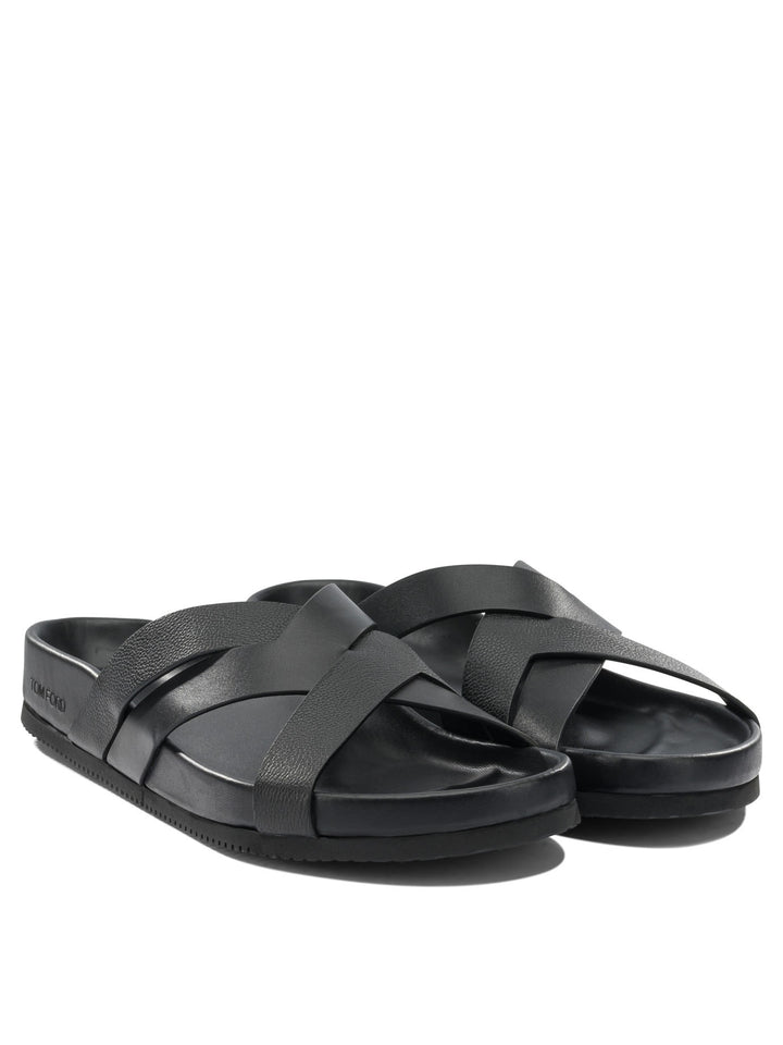 Tom Ford Braided Leather Slides Sandali - Nero | 8c8f38bd34e4d9851fbd3e6bdbbb9030ff12047e